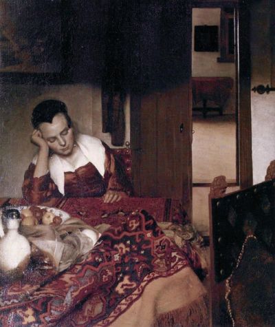 art oil painting reproduction of  Vermeer A Maid Asleep museum quality handmade
