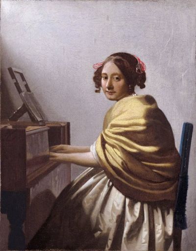 art oil painting reproduction of  Vermeer A Young Woman Seated At The Virginal - Version 2 museum quality handmade