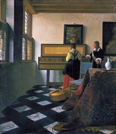 art oil painting reproduction of  Vermeer The Music Lesson museum quality handmade