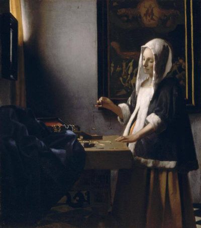 art oil painting reproduction of  Vermeer Woman Holding A Balance museum quality handmade