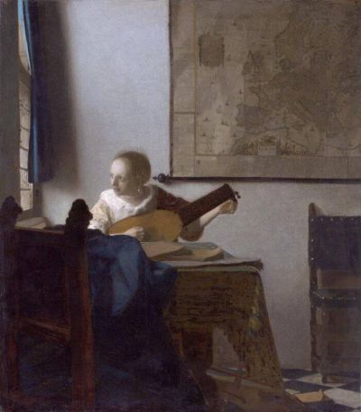art oil painting reproduction of  Vermeer Woman With A Lute museum quality handmade