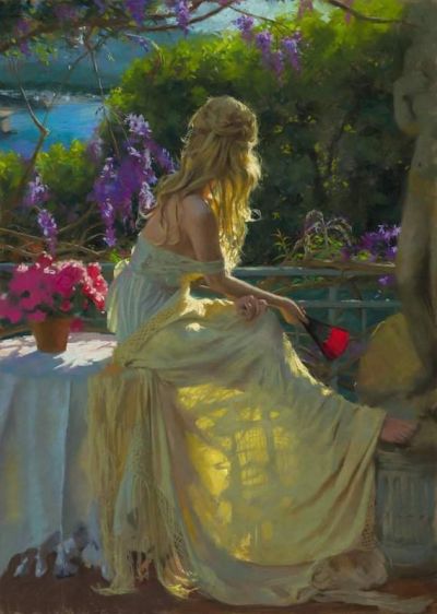 art oil painting reproduction of  Vicente Romero Redondo Quiet Solitude museum quality handmade