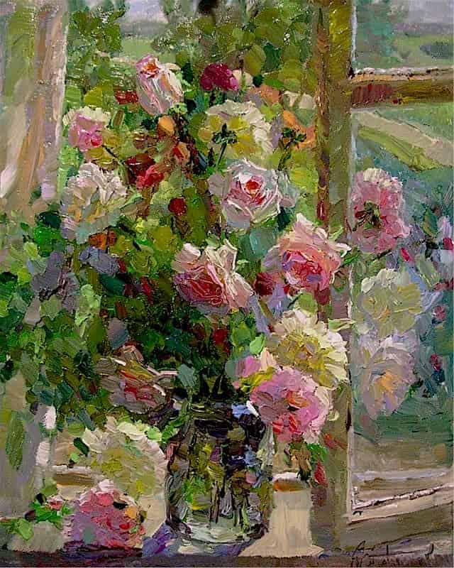 Victor Zundalev Untitled - Il Bouquet Sul Davanzale Con La Finestra Aperta museum quality