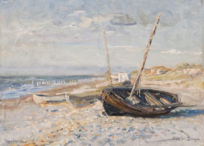 Viggo Johansen Boats On The Beach Of The Skaw 1910 museum quality