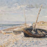 Viggo Johansen Boats On The Beach Of The Skaw 1910 Hand Painted Reproduction