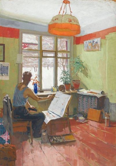 art oil painting reproduction of  Viktor Y. Popkov Winter Studio - 1959 museum quality handmade