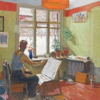 Viktor Y. Popkov Winter Studio - 1959 Hand Painted Reproduction