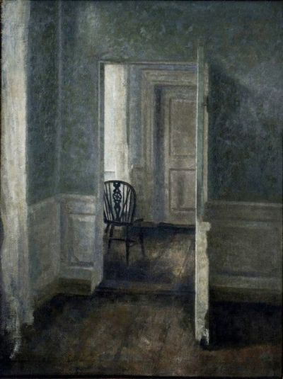 art oil painting reproduction of  Vilhelm Hammersh I Inte Rieur Avec Une Chaise Windsor 1913 museum quality handmade