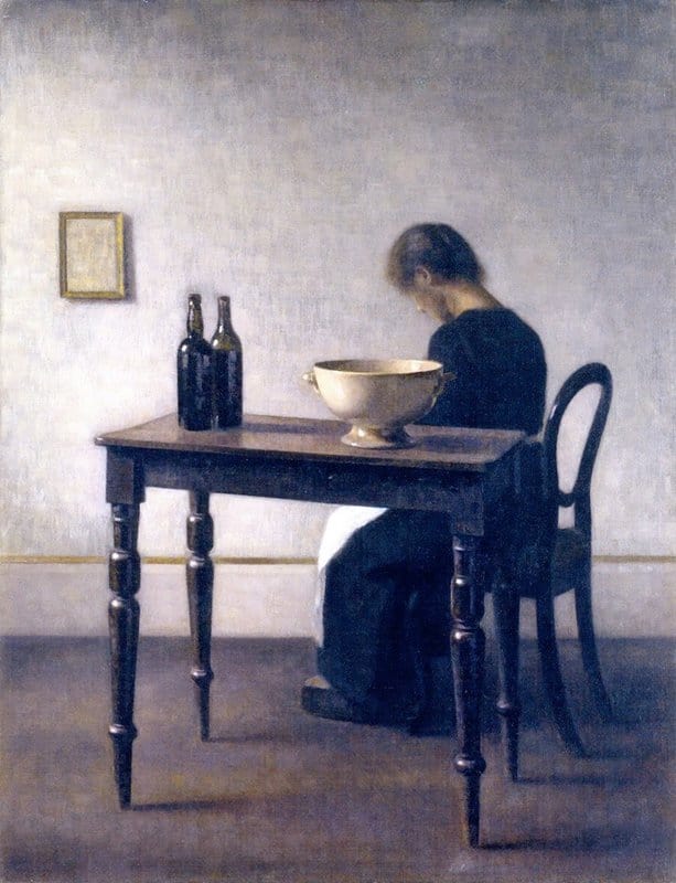 Vilhelm Hammersh I Interior With Woman Sitting At A Table 1910 museum quality