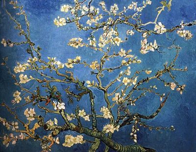 art oil painting reproduction of  Vincent Van Gogh Almond Blossoms - Dark Blue museum quality handmade
