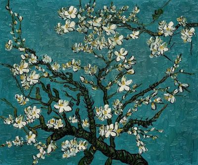 art oil painting reproduction of  Vincent Van Gogh Almond Blossoms - Light Blue museum quality handmade