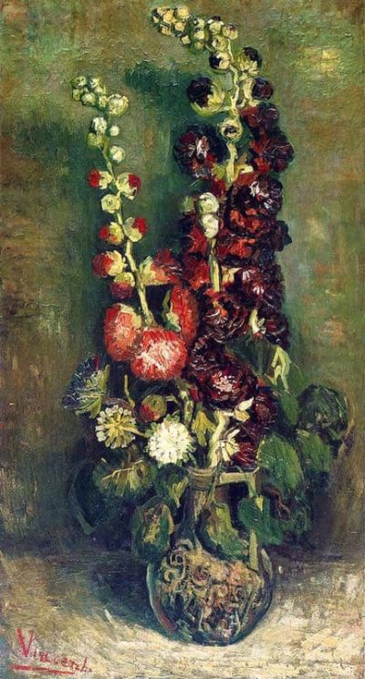 art oil painting reproduction of  Vincent Van Gogh Vase With Musk-mallows - 1886 museum quality handmade