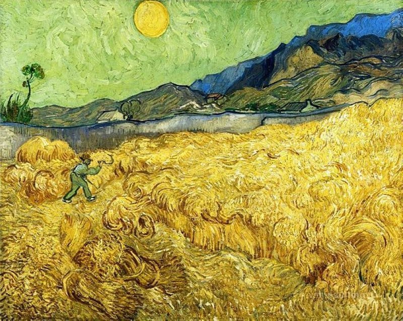 Vincent Van Gogh Wheat Field With Reaper And Sun museum quality