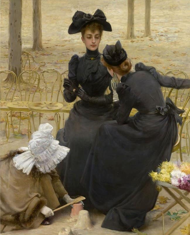 Vittorio Matteo Corcos - Conversation In The Luxembourg Garden 1892 museum quality