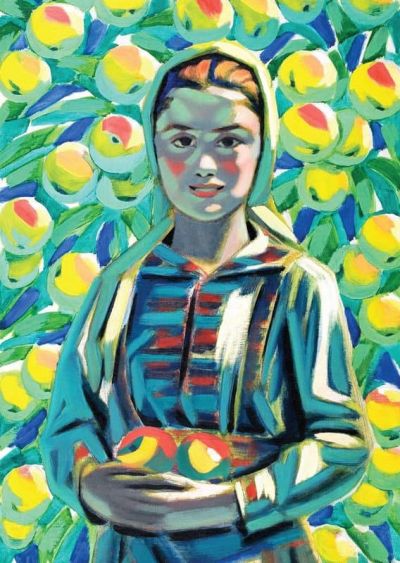 art oil painting reproduction of  Vladimir Dimitrov Girl With Apples museum quality handmade