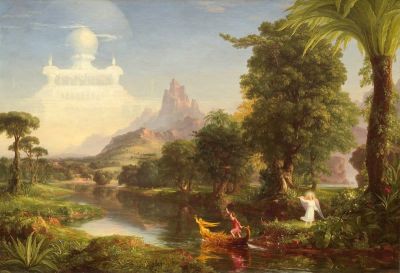 art oil painting reproduction of  Voyage Of Life - Youth - Landscape By Thomas Cole museum quality handmade