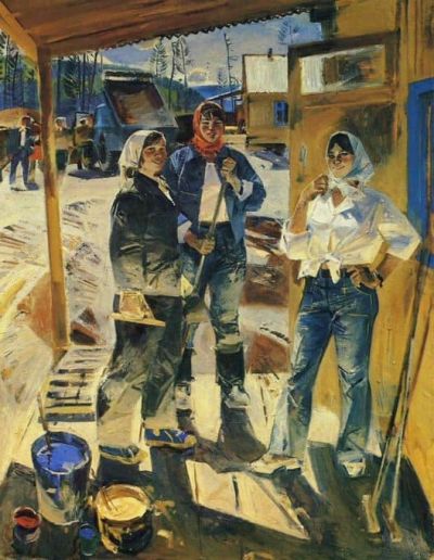 art oil painting reproduction of  Vyacheslav Zhemerikin Girls From Magistralnoye museum quality handmade