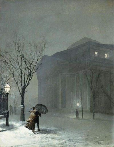 art oil painting reproduction of  Walter Launt Palmer Albany In The Snow 1871 museum quality handmade