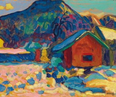 art oil painting reproduction of  Wassily Kandinsky Winterstudie Mit Berg 1908 museum quality handmade