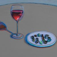 Wayne Thiebaud Glass Of Wine Olives 2002
