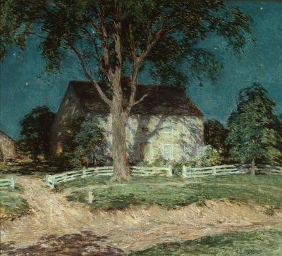 art oil painting reproduction of  Willard Leroy Metcalf Old Homestead Connecticut Ca.1914 museum quality handmade