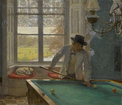 art oil painting reproduction of  Willem Bastiaan Tholen The Billiards Player museum quality handmade