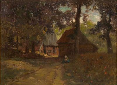 art oil painting reproduction of  Willem Roelofs Farm Near Hotel Carelshaven Ca. 1863 museum quality handmade