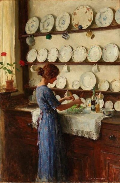 art oil painting reproduction of  William Henry Margetson The Lady Of The House museum quality handmade