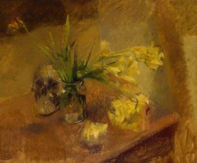 art oil painting reproduction of  William Menzies Coldstream Freesias With A Skull C. 1940 museum quality handmade