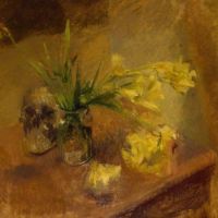 William Menzies Coldstream Freesias With A Skull C. 1940 Hand Painted Reproduction