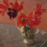William Nicholson Red Tulips In A China Jug 1925 Hand Painted Reproduction