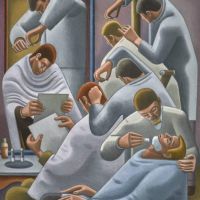 William Roberts The Barber Shop Hand Painted Reproduction