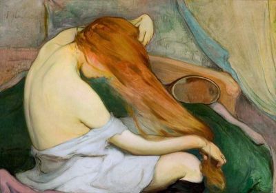 art oil painting reproduction of  Wladys Aw Slewinski - Woman Combing 1897 museum quality handmade