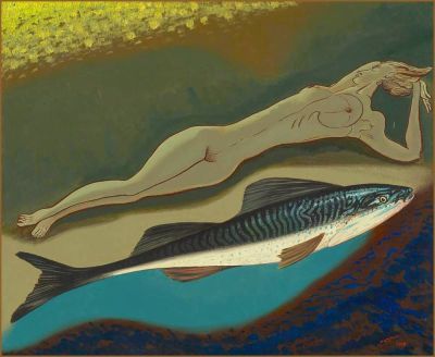 art oil painting reproduction of  Man Ray - Woman And Her Fish Pisces 1938 By Man Ray museum quality handmade