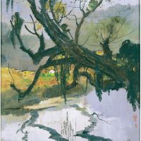 Wu Guanzhong Ancient Tree By The River 1977 Hand Painted Reproduction