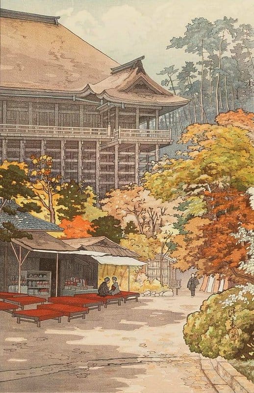Yokouchi Kiyoharu Maple Leaves At Kiyomizu Temple Kyoto 1936 museum quality