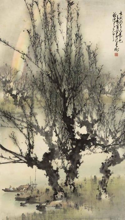 art oil painting reproduction of  Zhao Shaoang Rainbow Over The Lake - 1952 museum quality handmade