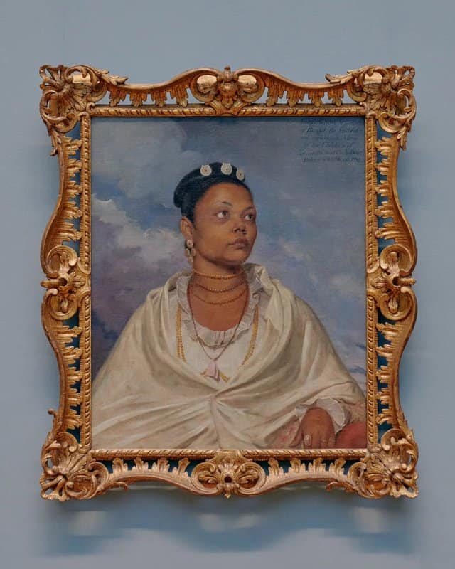 William Wood, “Joanna de Silva,” a woman from Bengal, on display in Gallery 628 in the European Paintings wing. Newly acquired, this portrait from 1792 is a rare depiction of a servant as an independent individual.Credit...