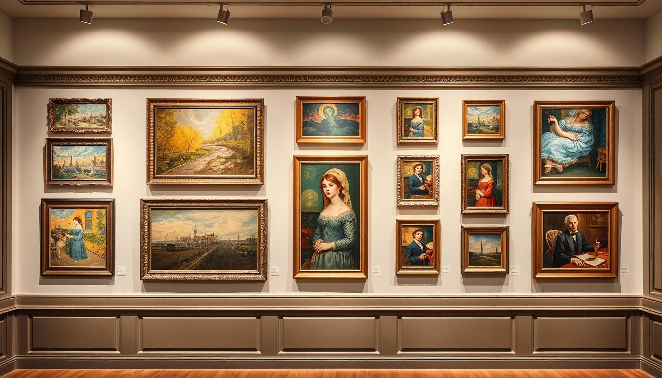 Gallery wall displaying various masterpiece reproductions by Paolo Gallery artists