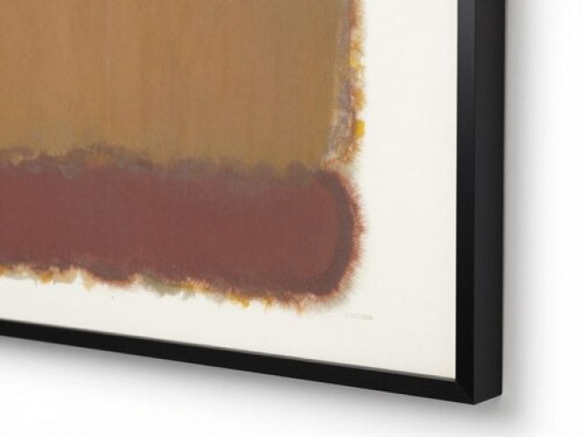 Close-up of properly framed Rothko reproduction showing minimal frame design