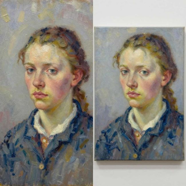 Comparison between hand-painted oil painting reproduction and printed canvas