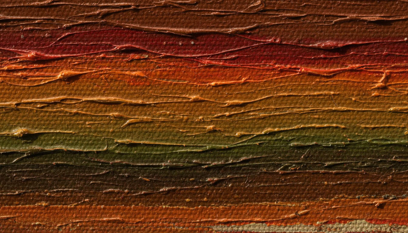 Detail of canvas edge showing multiple paint layer buildup