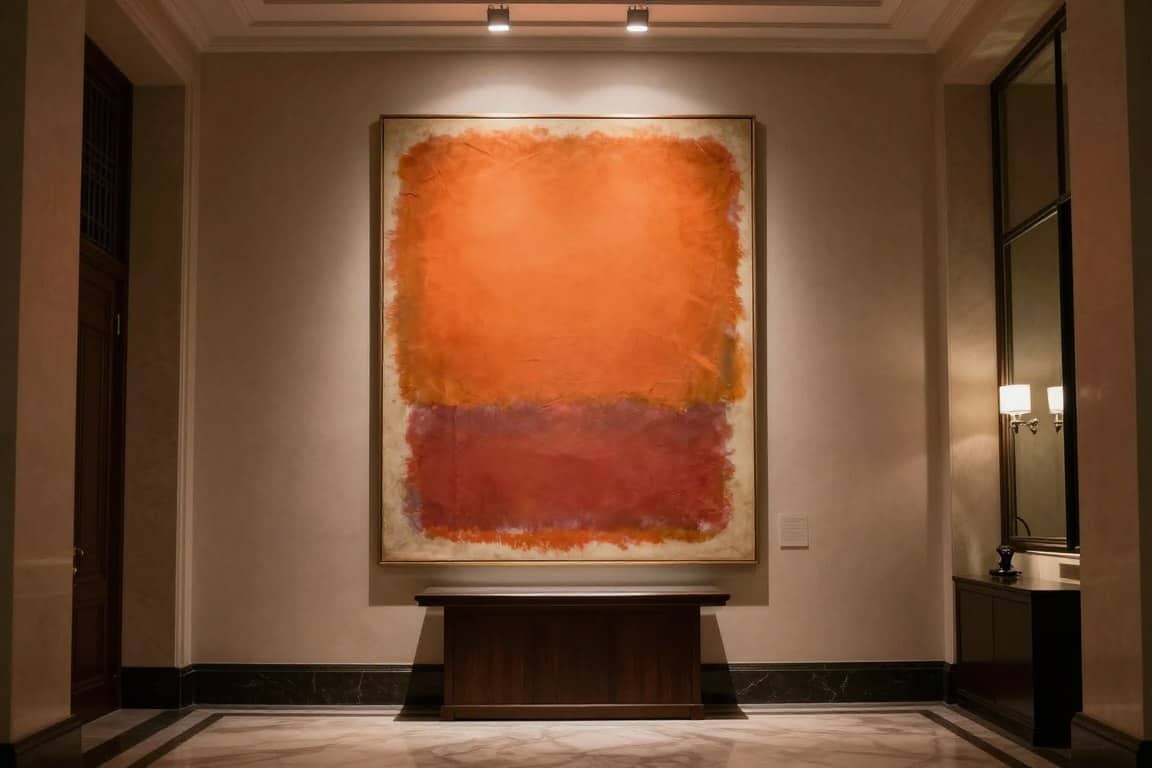 Grand entryway with statement Rothko creating immediate impact