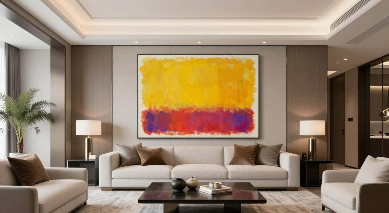 Luxury modern interior with hand-painted Rothko study as focal point