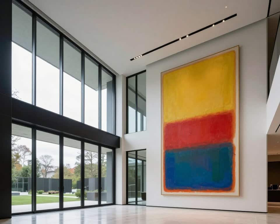 Modern architecture with Rothko painting showing complementary relationship between structure and art