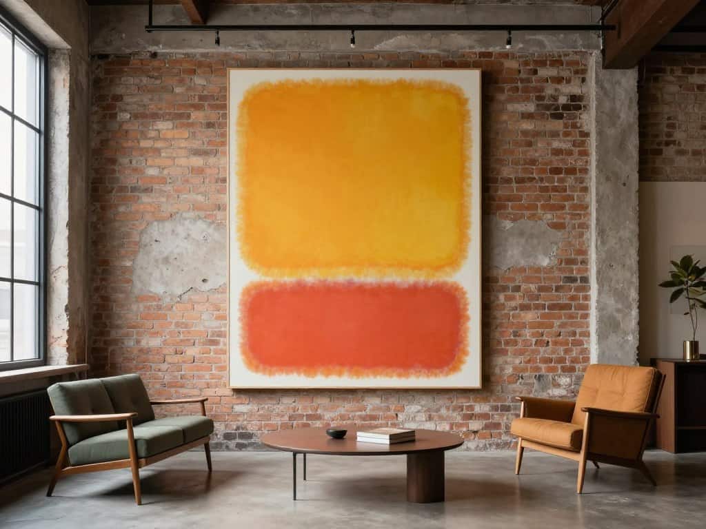 Modern interior featuring Rothko reproduction alongside contemporary furniture