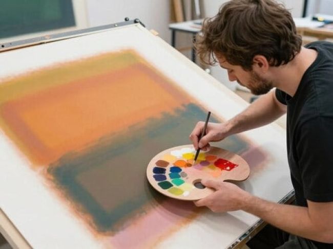 Paolo Gallery studio showing careful reproduction process of Rothko painting