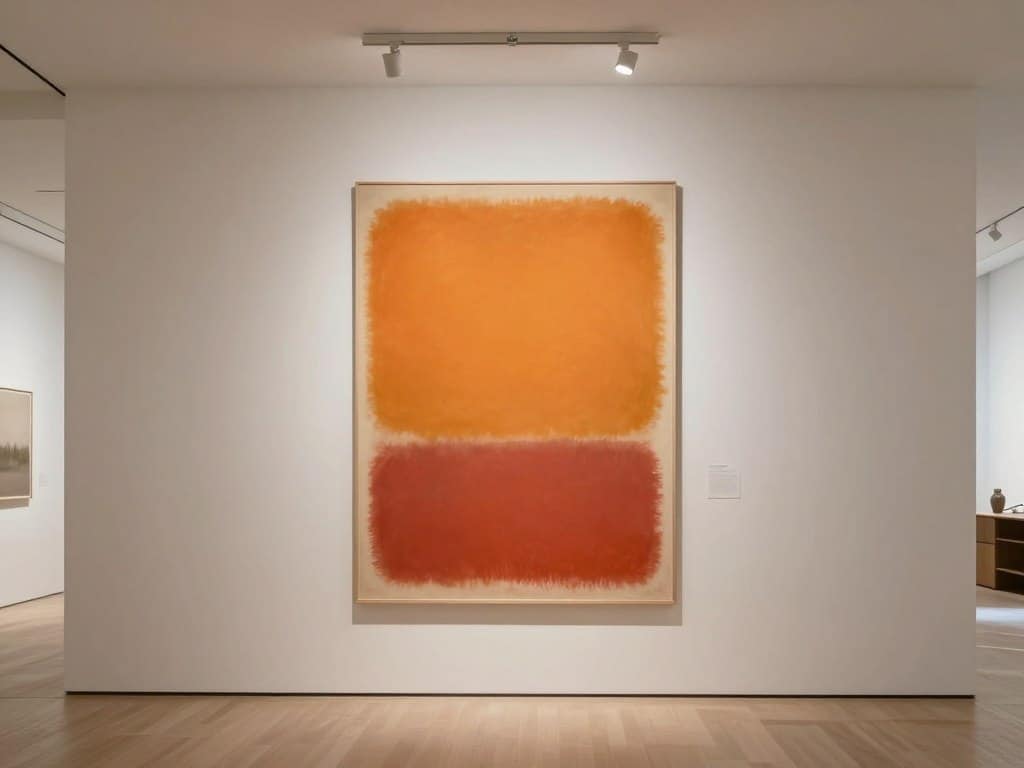 Properly lit Rothko reproduction in residential gallery wall setting