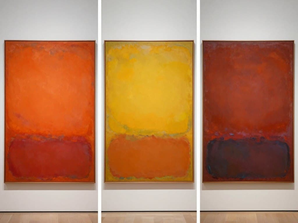 Rothko's warm palette paintings featuring orange, red, and yellow tones