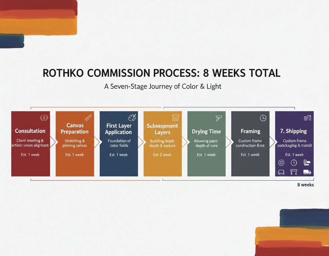 Timeline infographic showing Rothko commission process stages